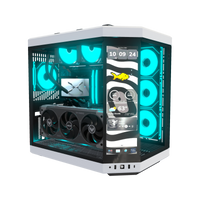 Hype PC da gaming Pixel Peak – rendering 3D, vista di tre quarti, RGB ciano
