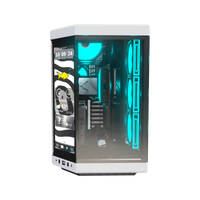Hype PC da gaming Pixel Peak – rendering 3D, vista frontale, RGB ciano