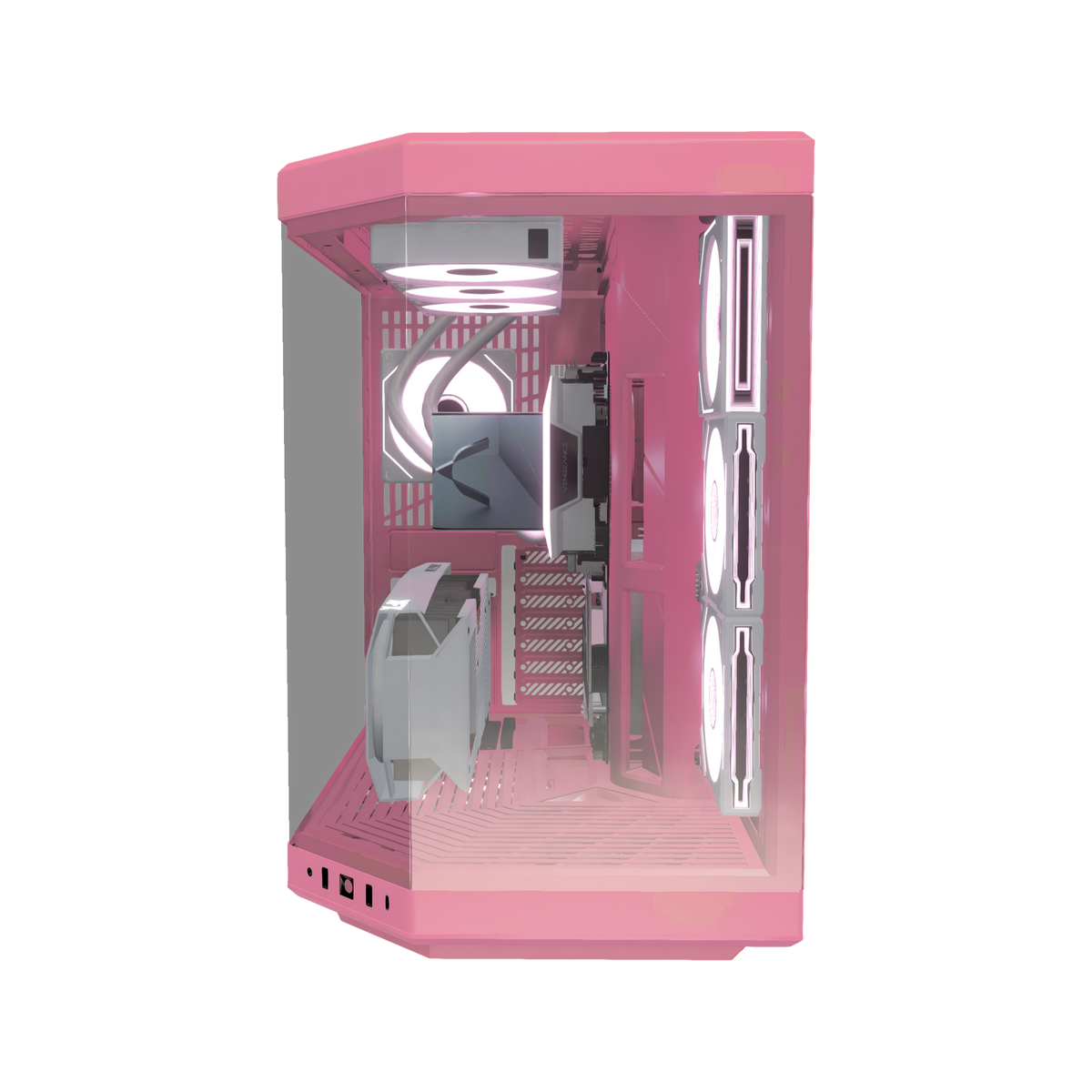 Sakura Gaming-PC Midrange – 3D-Rendering von vorne, RGB Rosa