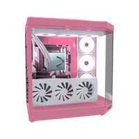 Sakura Gaming-PC Midrange – 3D-Rendering von der Seite, RGB Rosa