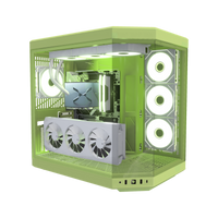 Matcha Gaming PC Midrange – 3D rendering, front three-quarter view, RGB light green