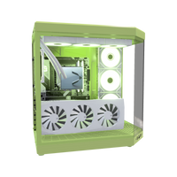 Matcha Gaming PC Midrange – 3D rendering, side view, RGB light green