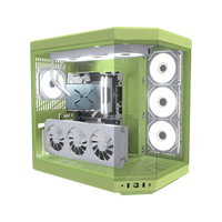 Matcha Gaming PC Midrange – 3D rendering, front three-quarter view, RGB cool white