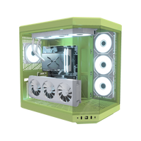 Matcha Gaming PC Midrange – 3D rendering, front three-quarter view, RGB ice blue