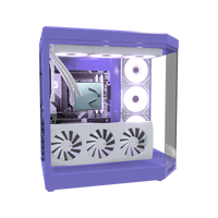 Taro Gaming PC Midrange – 3D rendering, side view, RGB lavender
