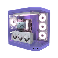 Taro Gaming PC Midrange – 3D rendering, front three-quarter view, RGB pink