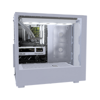 Hype Gaming-PC Einsteiger Holz – 3D-Rendering von der Seite, RGB Kaltweiss