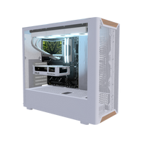 Hype Gaming-PC Einsteiger Holz – 3D-Rendering schräg von vorne, RGB Eisblau