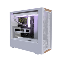 Hype Gaming-PC Einsteiger Holz – 3D-Rendering schräg von vorne, RGB Lavendel