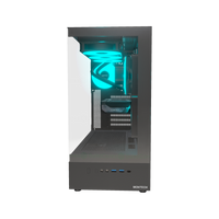 Hype Gaming PC Entry Panorama – 3D rendering, front view, RGB cyan