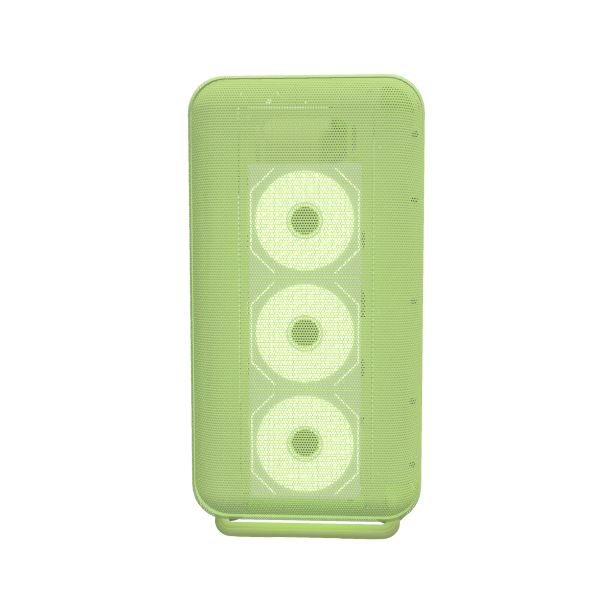 Matcha PC da gaming Entry – rendering 3D, vista frontale, RGB verde chiaro