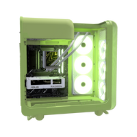 Matcha PC da gaming Entry – rendering 3D, vista laterale, RGB verde chiaro