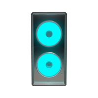 Hype PC Gamer Milieu de gamme Infinity – rendu 3D, vue de face, RGB cyan