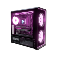 Hype PC Gamer Milieu de gamme Infinity – rendu 3D, vue de trois quarts, RGB magenta