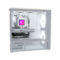 Hype Gaming-PC Midrange Infinity Weiss – 3D-Rendering von der Seite, RGB Kaltweiss