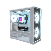 Hype Gaming-PC Midrange Infinity Weiss – 3D-Rendering schräg von vorne, RGB Eisblau