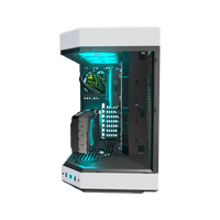 Hype PC Gamer Haut de gamme Panda – rendu 3D, vue de face, RGB cyan