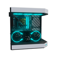 Hype PC Gamer Haut de gamme Panda – rendu 3D, vue de côté, RGB cyan