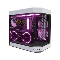 Hype PC Gamer Haut de gamme Panda – rendu 3D, vue de trois quarts, RGB magenta