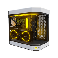 Hype PC Gamer Haut de gamme Panda – rendu 3D, vue de trois quarts, RGB orange