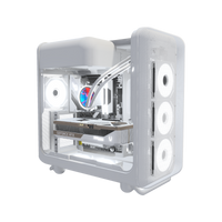 Hype Gaming-PC High-End Panorama Weiss – 3D-Rendering schräg von vorne, RGB Kaltweiss