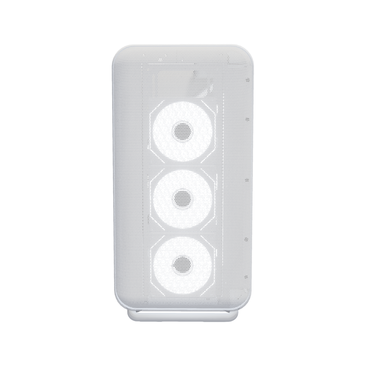 Hype Gaming-PC High-End Panorama Weiss – 3D-Rendering von vorne, RGB Kaltweiss