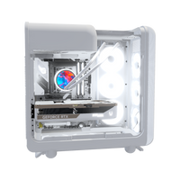Hype Gaming-PC High-End Panorama Weiss – 3D-Rendering von der Seite, RGB Kaltweiss