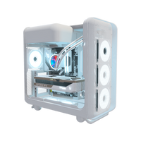 Hype Gaming-PC High-End Panorama Weiss – 3D-Rendering schräg von vorne, RGB Eisblau