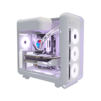 Hype Gaming-PC High-End Panorama Weiss – 3D-Rendering schräg von vorne, RGB Lavendel