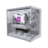 Hype PC da gaming Midrange O11 Mini Bianco – rendering 3D, vista di tre quarti, RGB bianco freddo