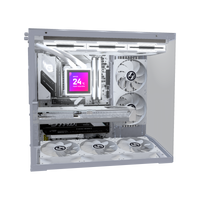 Hype PC da gaming Midrange O11 Mini Bianco – rendering 3D, vista laterale, RGB bianco freddo