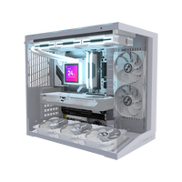 Hype PC da gaming Midrange O11 Mini Bianco – rendering 3D, vista di tre quarti, RGB blu ghiaccio