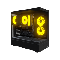 Basecamp Gaming-PC Einsteiger – 3D-Rendering schräg von vorne, RGB Orange