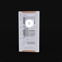 Basecamp Gaming PC Entry White – 3D rendering, front view, RGB cool white