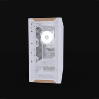 Basecamp PC da gaming Entry Bianco – rendering 3D, vista frontale, RGB bianco freddo