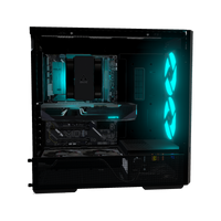 Radeon PC Gamer Milieu de gamme – rendu 3D, vue de côté, RGB cyan