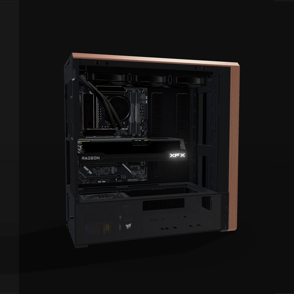 Radeon Gaming PC Midrange – 3D rendering, side view