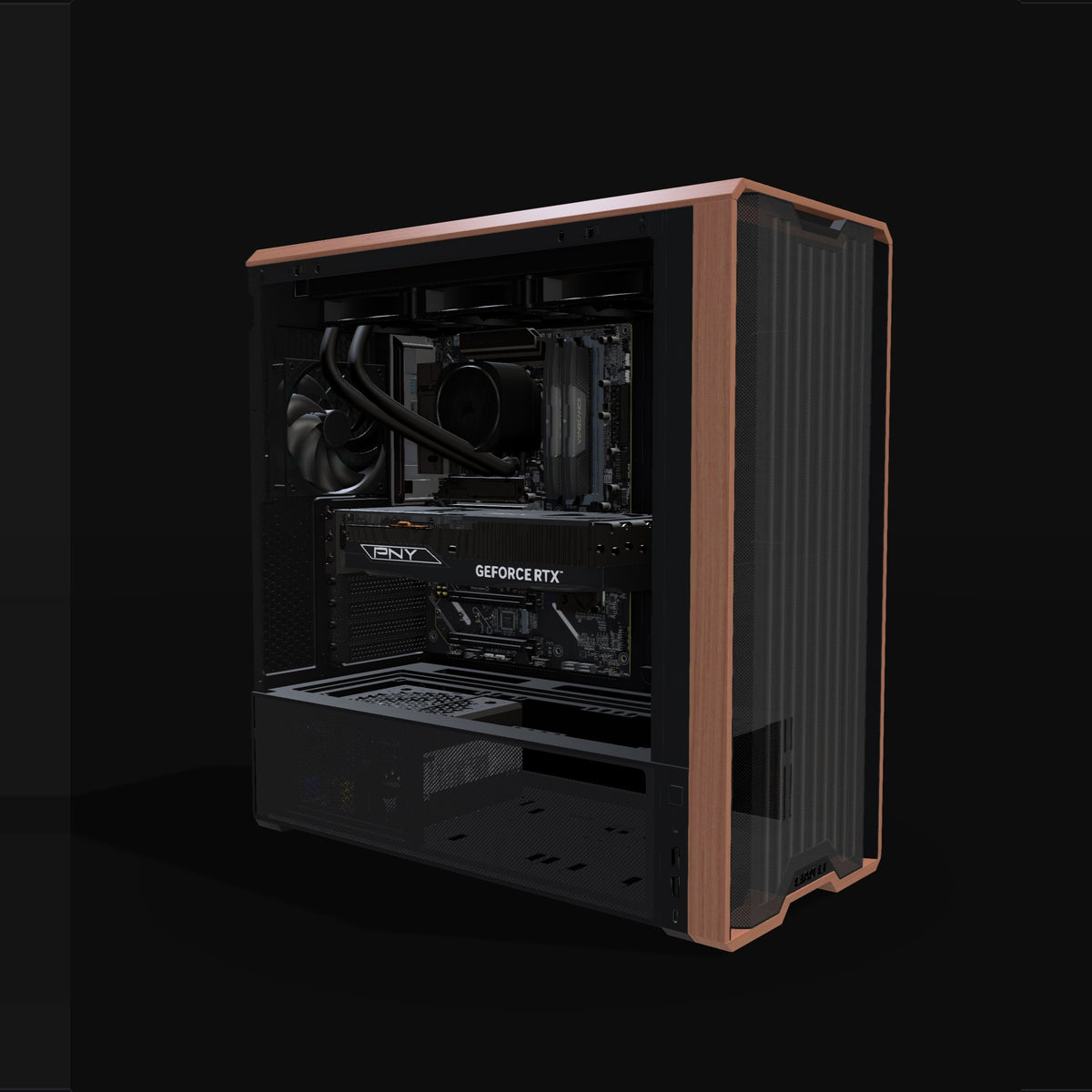 Pixelgipfel PC Gamer Milieu de gamme – rendu 3D, vue de trois quarts