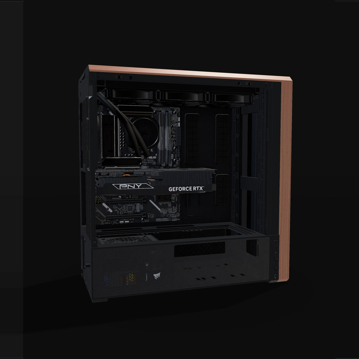 Pixelgipfel PC Gamer Milieu de gamme – rendu 3D, vue de côté