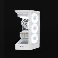 Showcase Gaming PC High-End White – 3D rendering, front view, RGB cool white