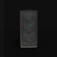 Streaming Gaming-PC High-End – 3D-Rendering von vorne, RGB Cyan