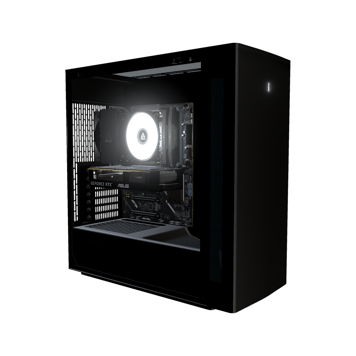 Silent PC Gamer Entrée de gamme – rendu 3D, vue de trois quarts