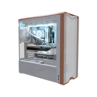 Streaming PC da gaming High-End Bianco – rendering 3D, vista di tre quarti, RGB blu ghiaccio