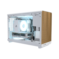 Biwak Gaming PC Entry White – 3D rendering, front three-quarter view, RGB ice blue