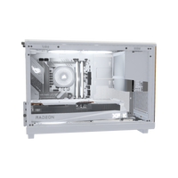 Biwak PC da gaming Midrange Bianco – rendering 3D, vista laterale, RGB bianco freddo