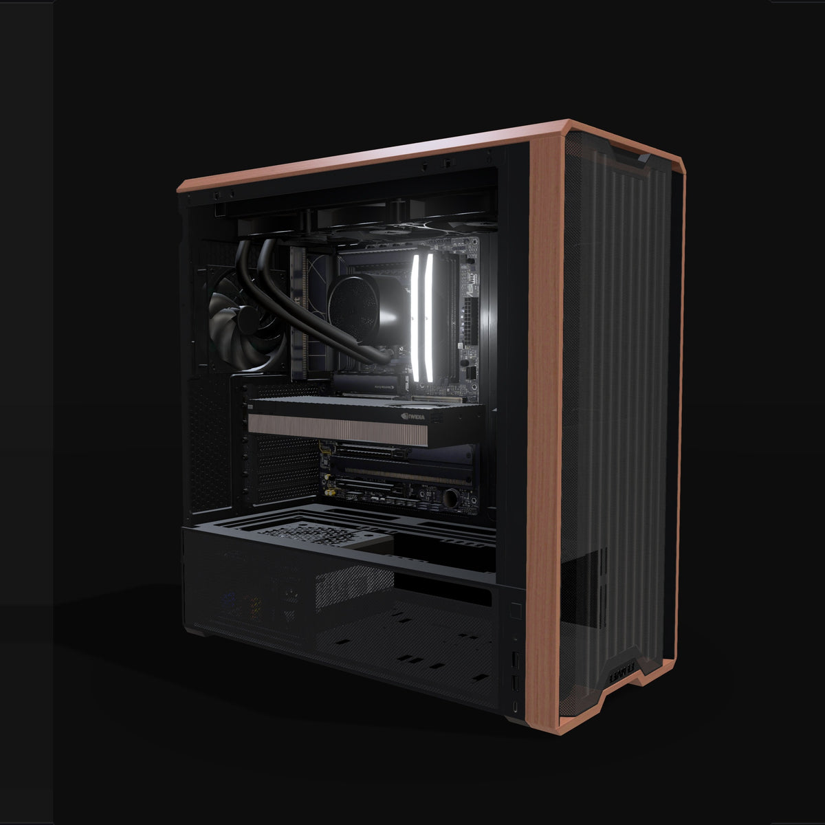 KI-Station Profi – 3D-Rendering schräg von vorne, RGB Kaltweiss