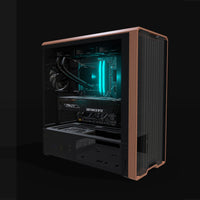 Workstation Creator – 3D rendering, front three-quarter view, RGB cyan