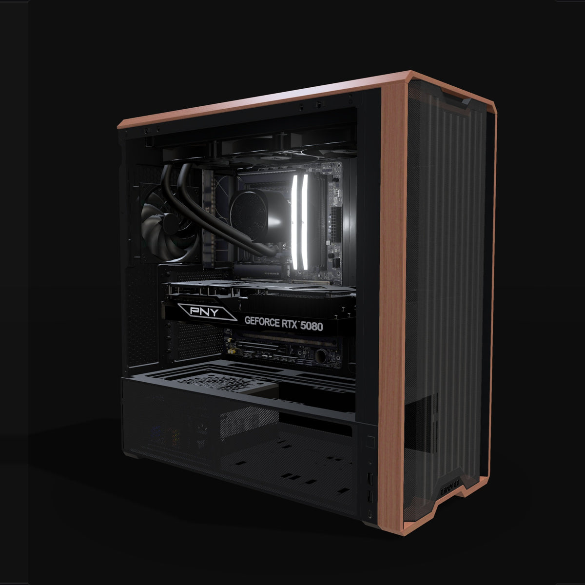 Workstation Creator Pro – 3D-Rendering schräg von vorne, RGB Kaltweiss