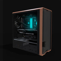 Workstation Creator Pro – 3D-Rendering schräg von vorne, RGB Cyan