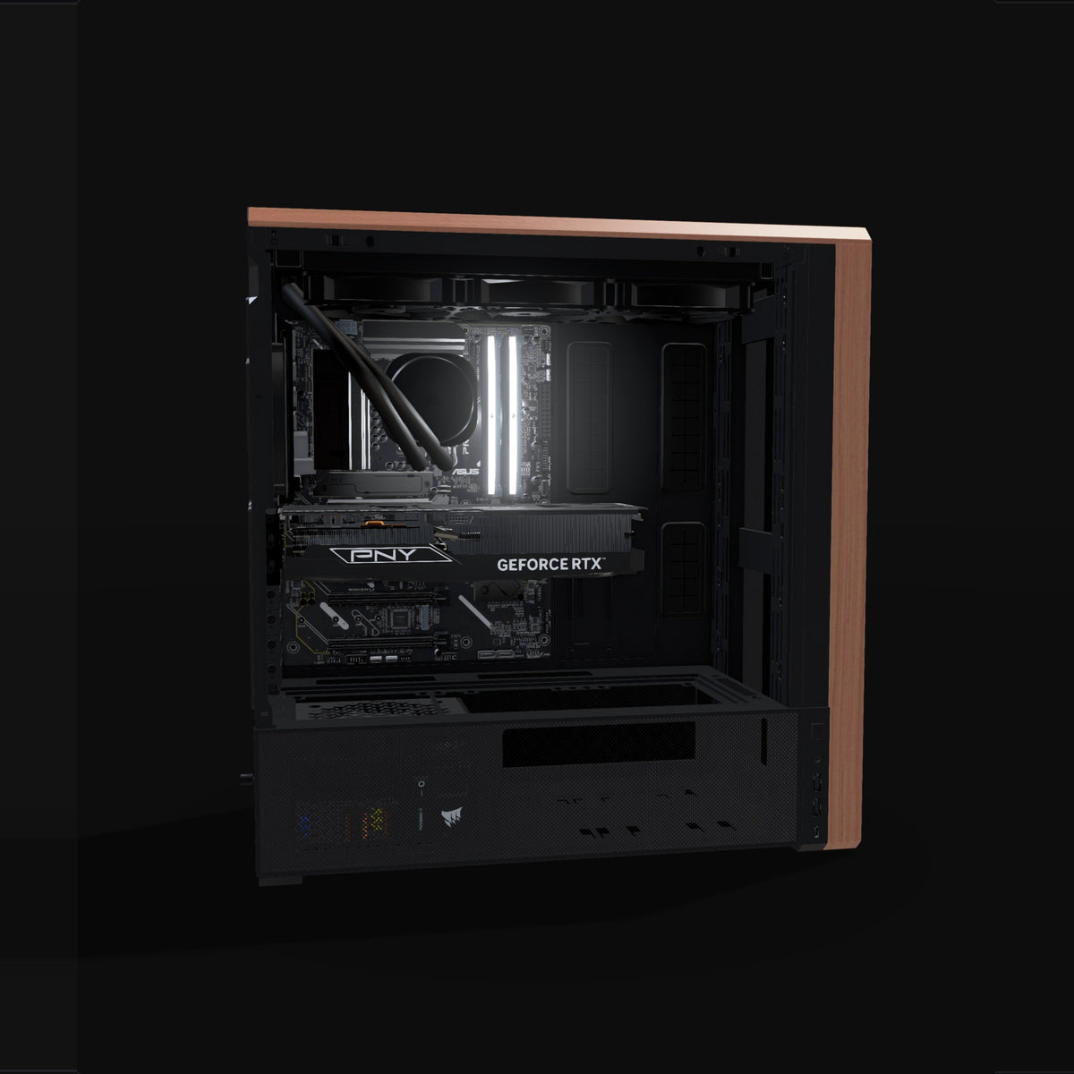 Station de travail Creator – rendu 3D, vue de côté, RGB blanc froid